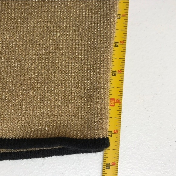 Vintage Variations Gold Lurex Black Trim Long Sleeve Mock Neck Sweater Large - Picture 9 of 12